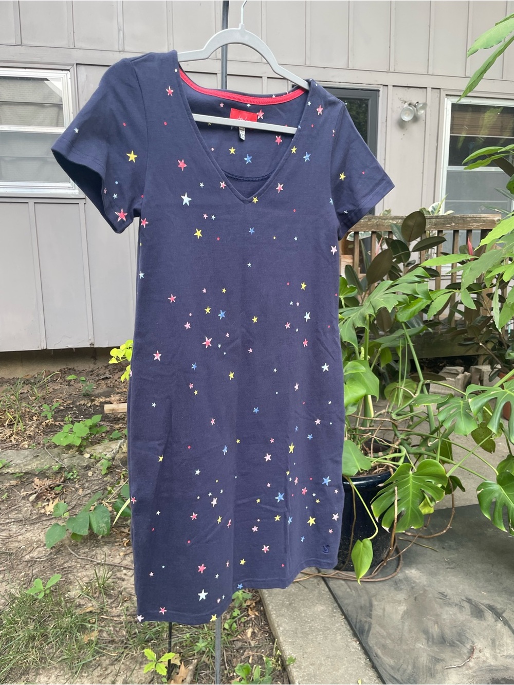 Joules Navy Star-Print V-Neck Mini Dress